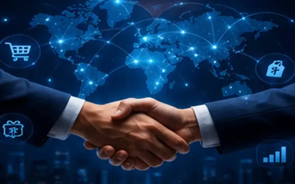 Business partnership connecting products with an international buyer network